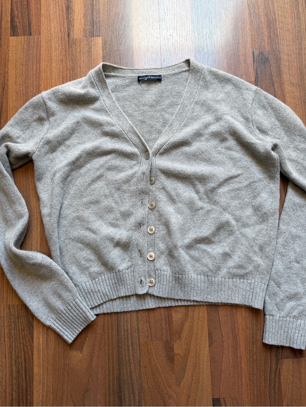 Brandy Melville Taupe Button-Up V-Neck Cardigan